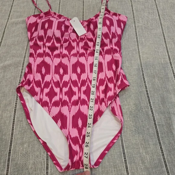 LOFT Beach Women's $99 Cinched Front One Piece Swimsuit Pink  size Medium - Picture 3 of 10